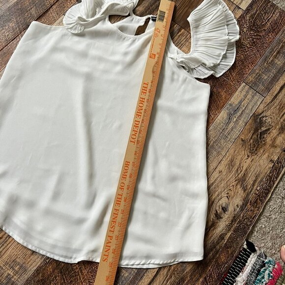 SHINESTAR halter drop shoulder blouse top angel sleeve SMALL IVORY - Picture 9 of 11